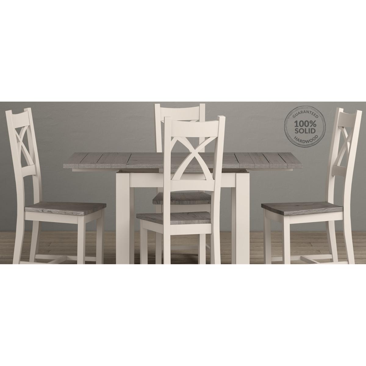 Extending Dartmouth 90cm Oak and Soft White Painted Dining Table With 4 X Back Chairs – image 9