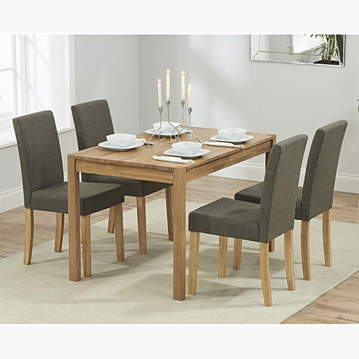 Ex-display Oxford 120cm Solid Oak Dining Table with 4 BROWN Mia Fabric Chairs