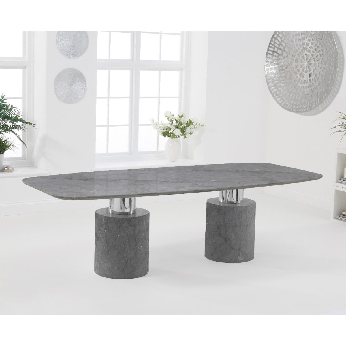 Antonio 260cm Grey Marble Table with Giovanni Velvet Chairs - Grey, 6 Chairs – image 4