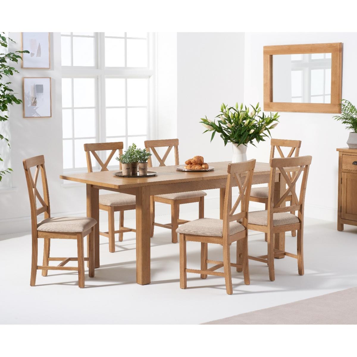 Noah 160cm Extending Table with Cross Back Chairs - Oak, 4 Chairs – image 2