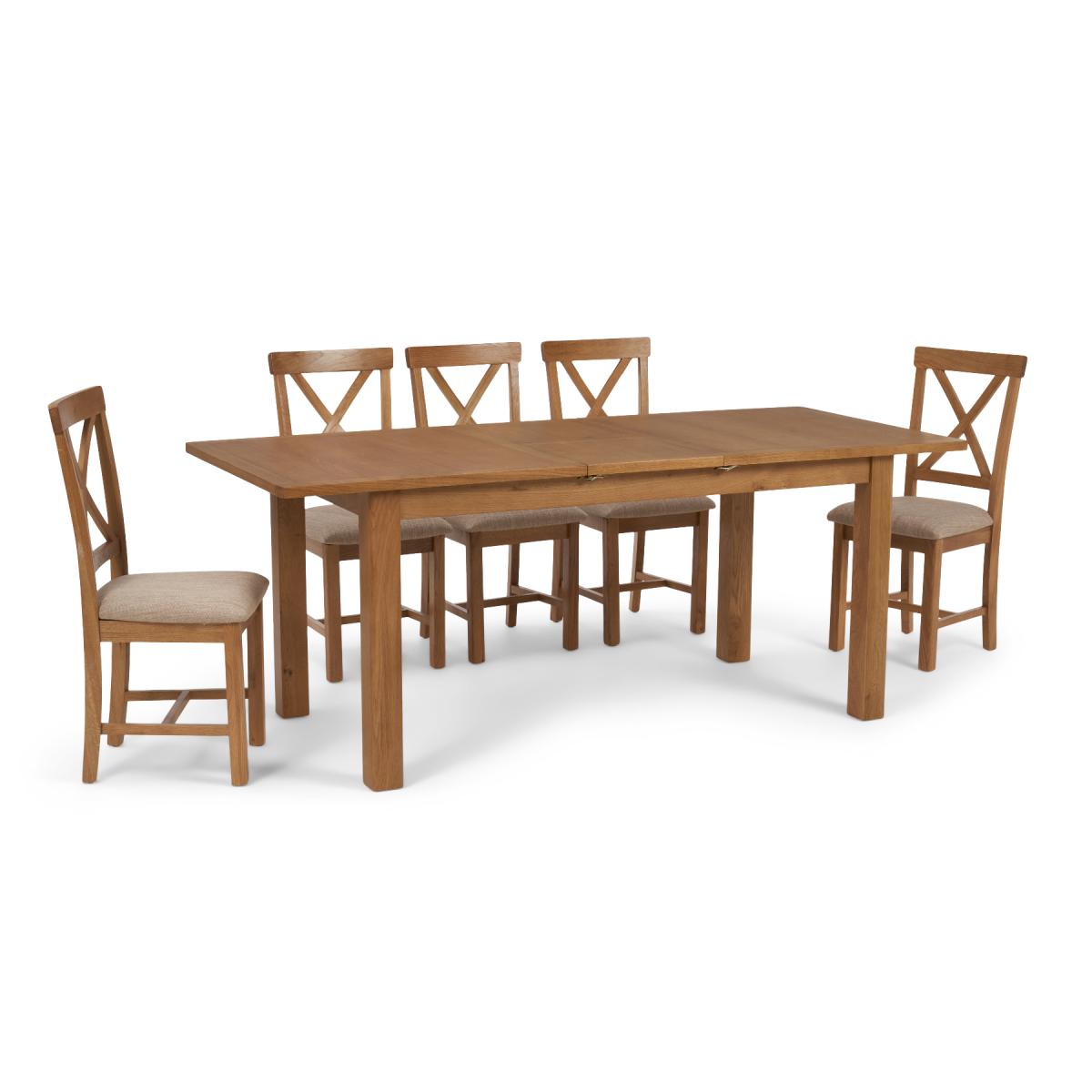 Noah 160cm Extending Table with Cross Back Chairs - Oak, 4 Chairs – image 8