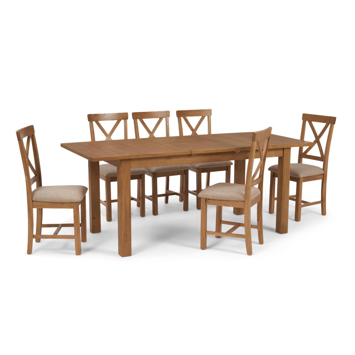 Noah 160cm Extending Table with Cross Back Chairs - Oak, 4 Chairs – image 9