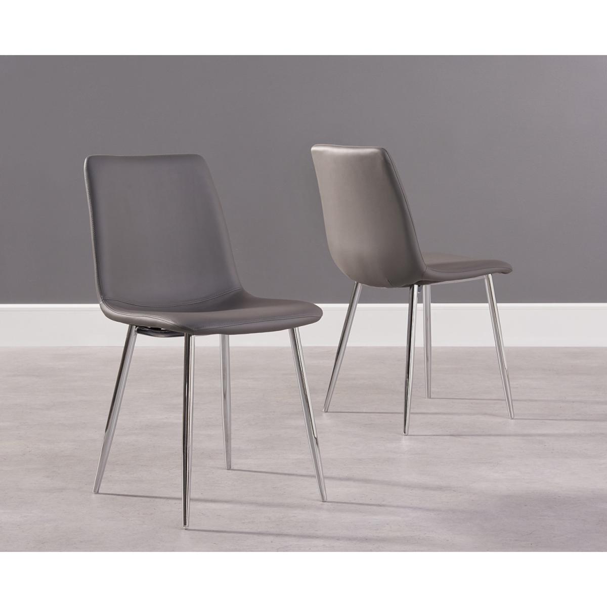 Olivia Extending Light Grey High Gloss Dining Table With 4 Grey Astrid Faux Leather Chairs – image 4