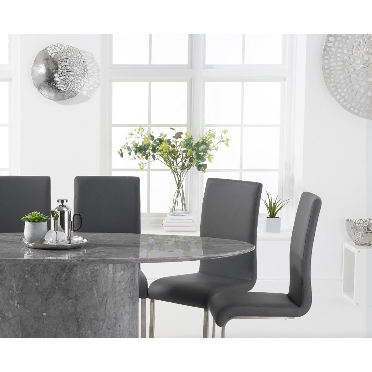 Colby 200cm Oval Grey Marble Dining Table With 10 Grey Austin Chairs – image 2