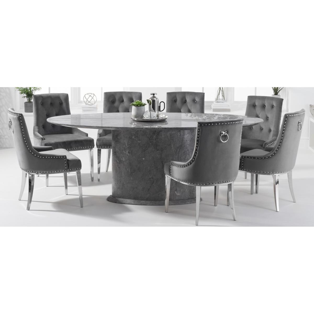 Colby 200cm Oval Grey Marble Dining Table With 10 Grey Austin Chairs – image 15