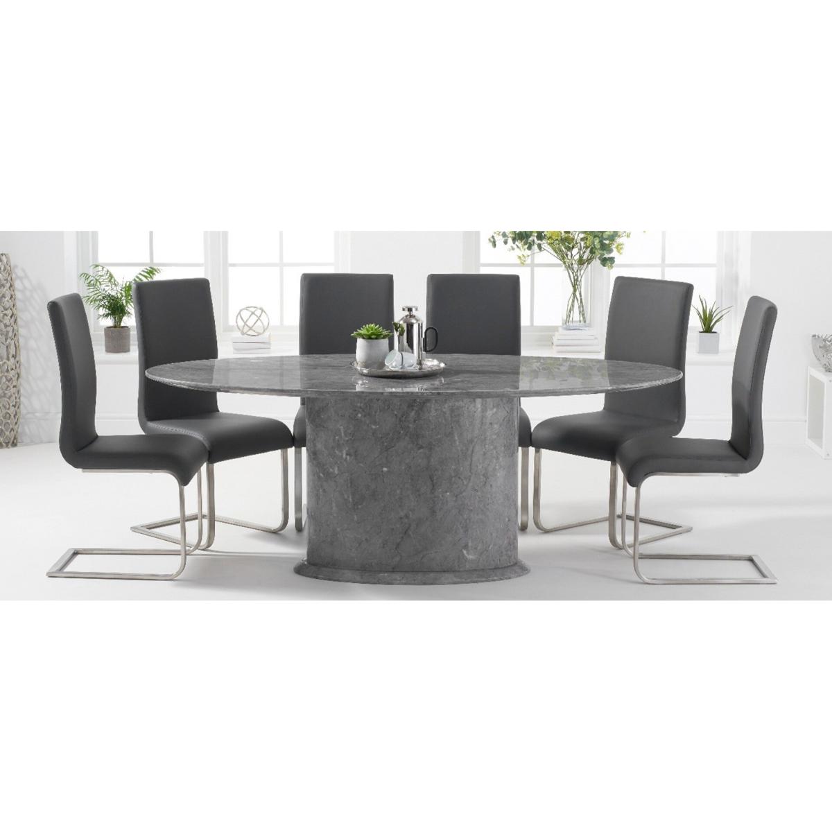 Colby 200cm Oval Grey Marble Dining Table With 10 Grey Austin Chairs – image 10