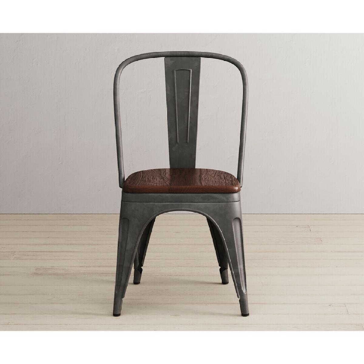 Dakota 190cm Dark Acacia and Metal Dining Table With 6 Rustic Oak Dakota Chairs – image 11