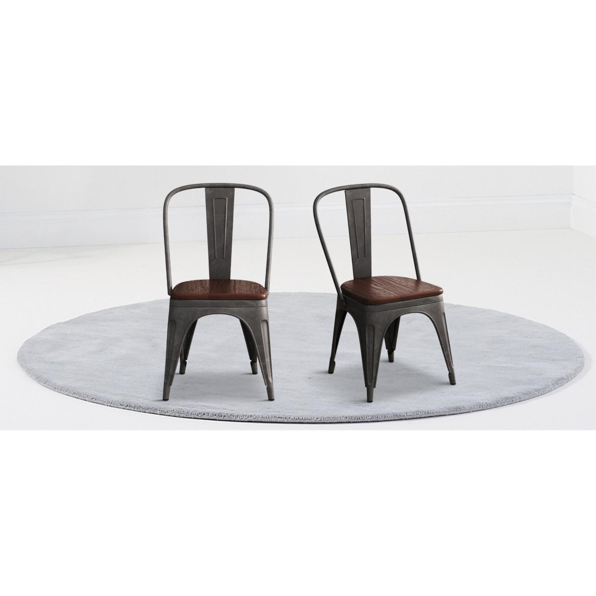 Dakota 190cm Dark Acacia and Metal Dining Table With 6 Rustic Oak Dakota Chairs – image 14