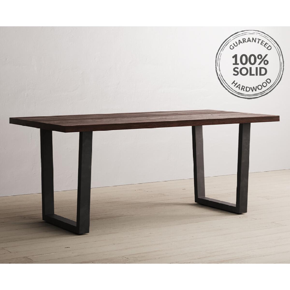Dakota 190cm Dark Acacia and Metal Dining Table With 6 Rustic Oak Dakota Chairs – image 15