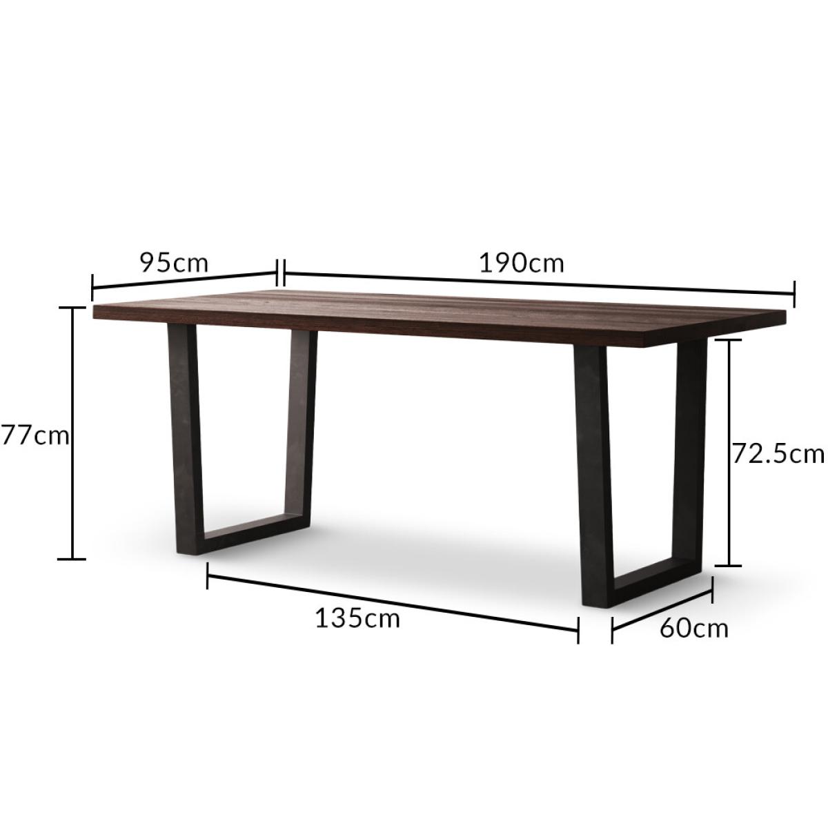 Dakota 190cm Dark Acacia and Metal Dining Table With 6 Rustic Oak Dakota Chairs – image 21