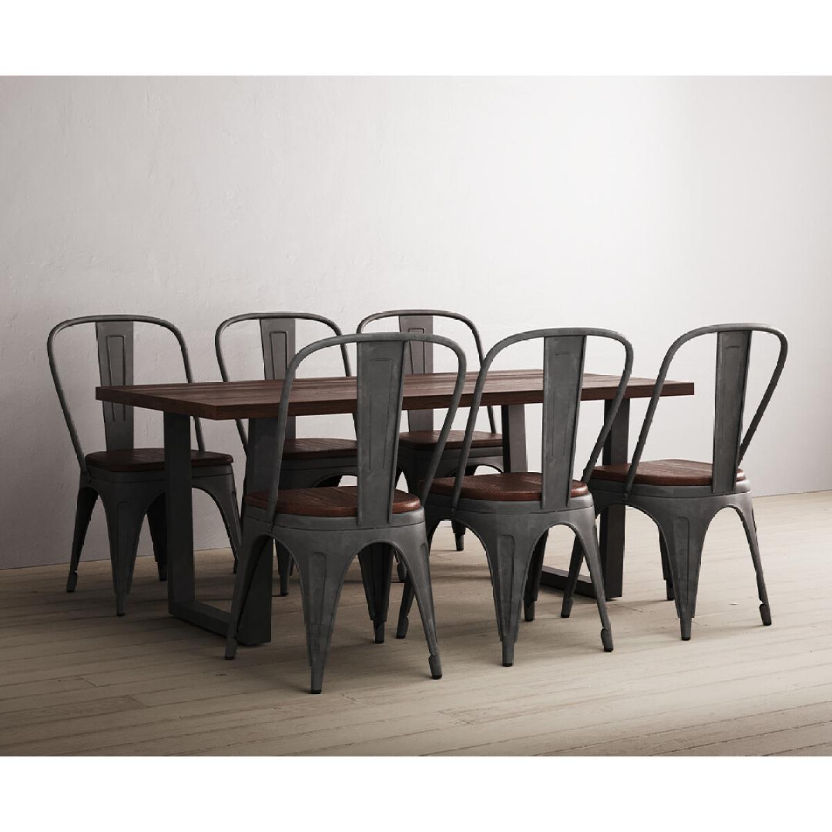 Dakota 190cm Dark Acacia and Metal Dining Table With 6 Rustic Oak Dakota Chairs – image 5