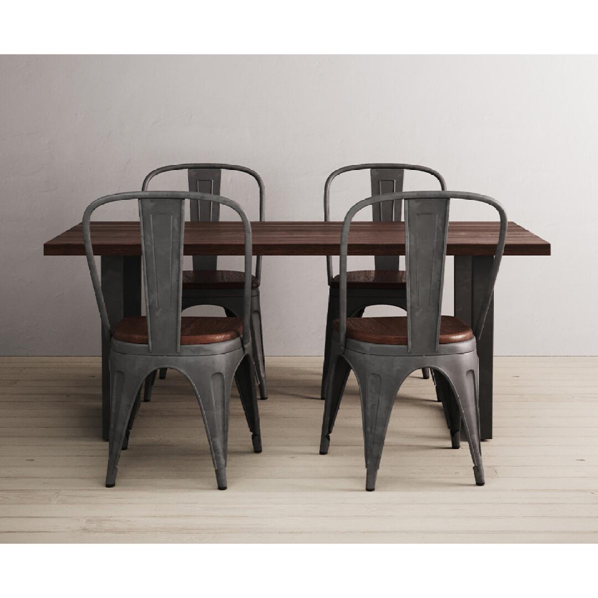 Dakota 190cm Dark Acacia and Metal Dining Table With 6 Rustic Oak Dakota Chairs – image 6
