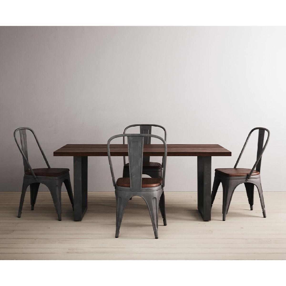 Dakota 190cm Dark Acacia and Metal Dining Table With 6 Rustic Oak Dakota Chairs – image 7