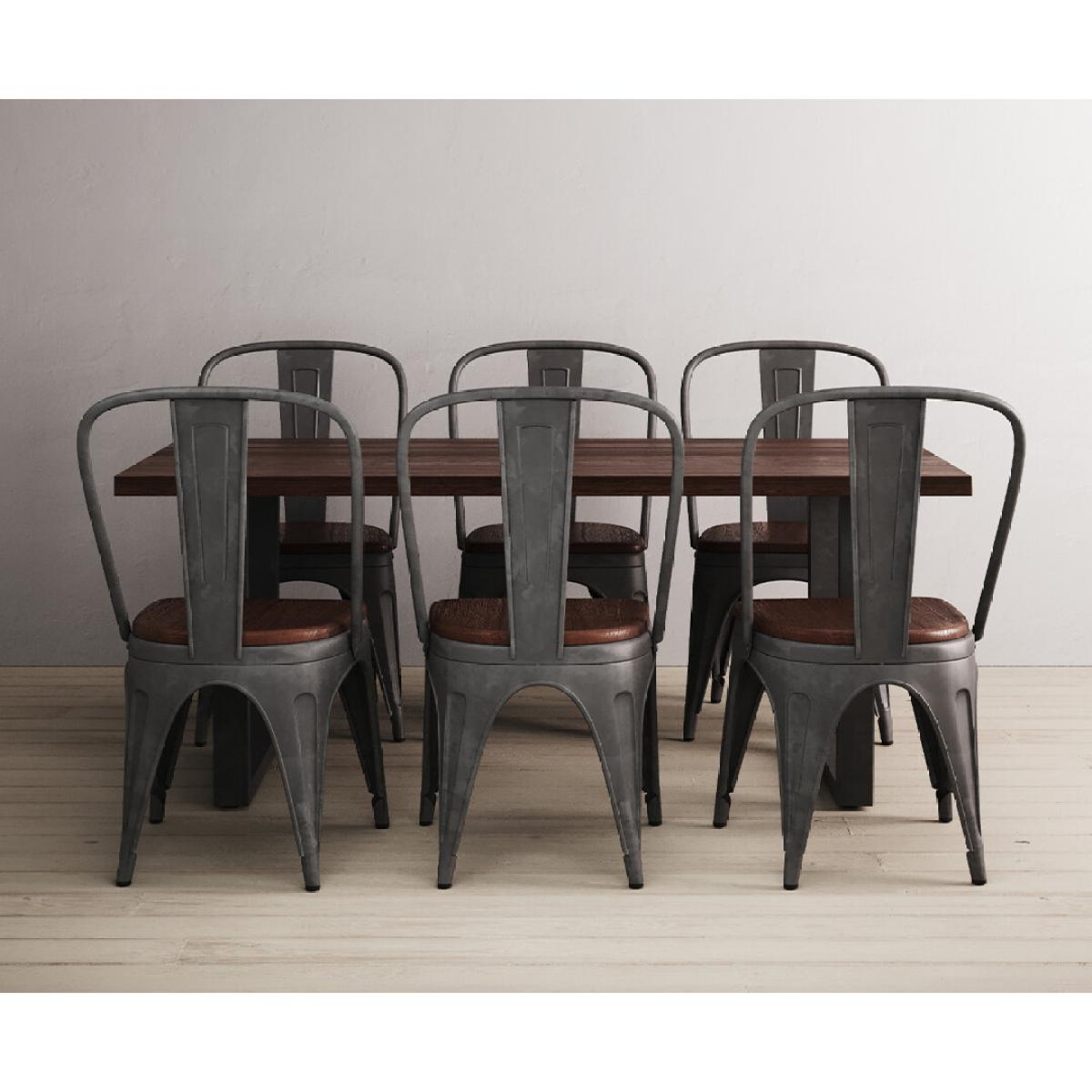 Dakota 190cm Dark Acacia and Metal Dining Table With 6 Rustic Oak Dakota Chairs – image 8