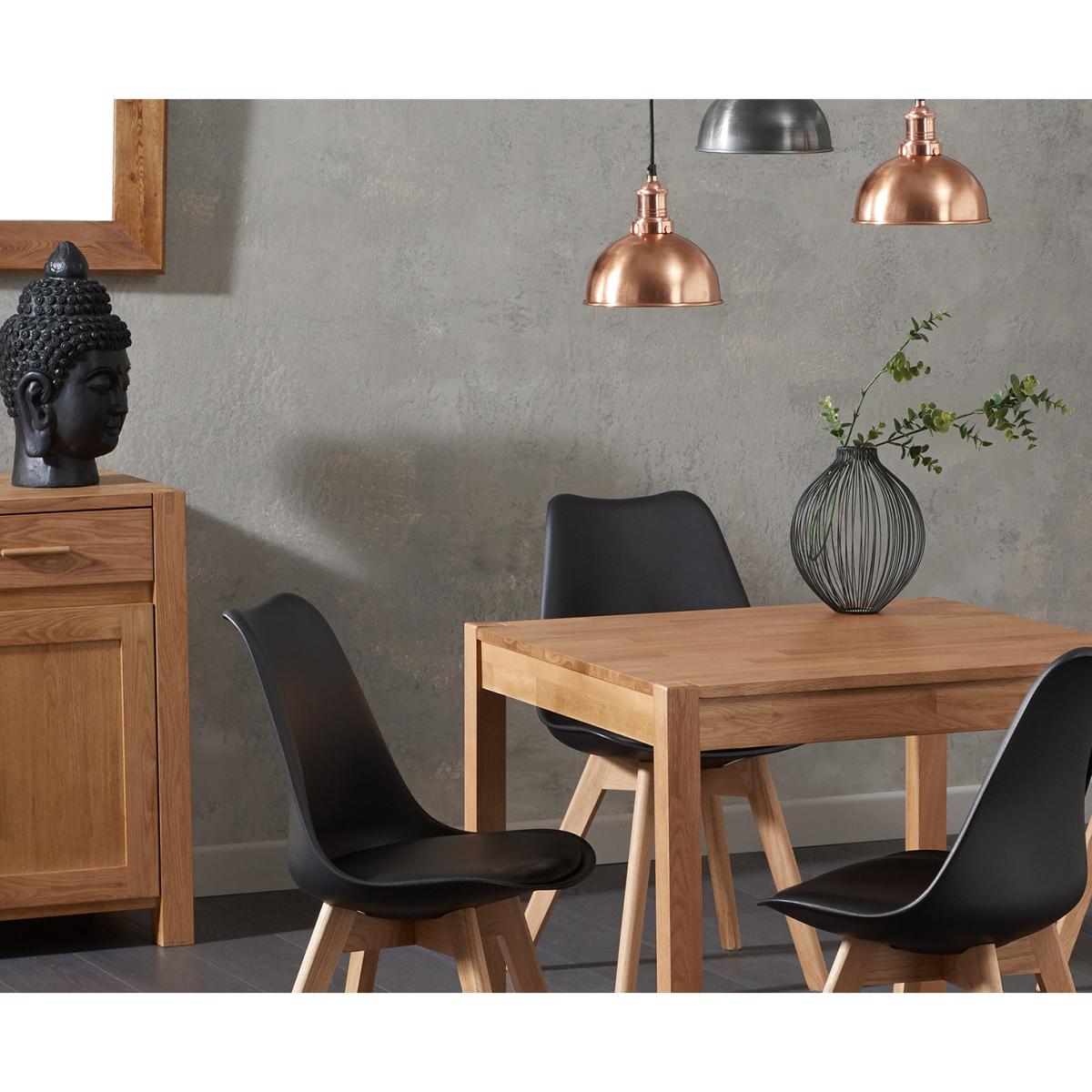 York 80cm Solid Oak Dining Table With 2 Dark Grey Orson Faux Leather Chairs – image 2