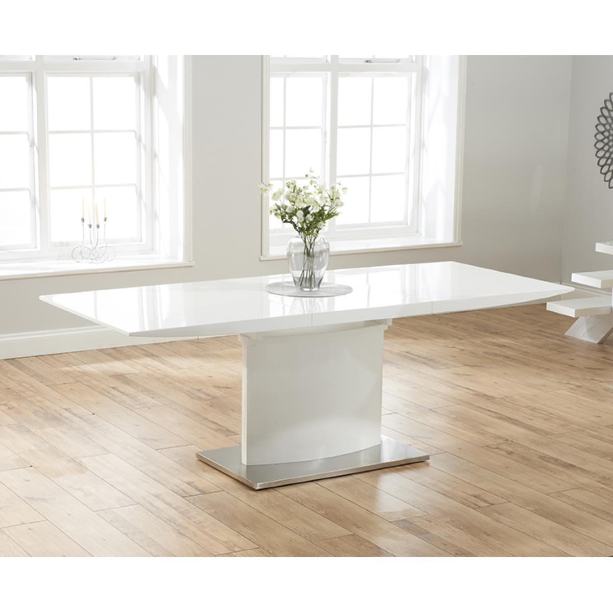 Extending Alessio 160cm White High Gloss Dining Table With 6 Black Hampstead Z Chairs – image 12