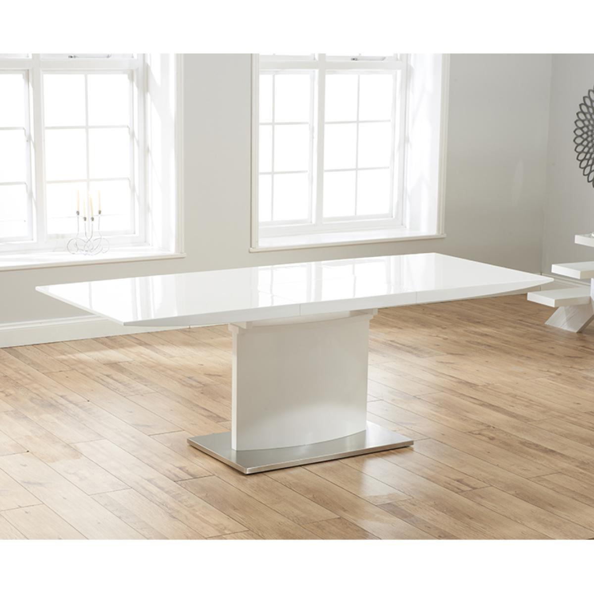 Extending Alessio 160cm White High Gloss Dining Table With 6 Black Hampstead Z Chairs – image 13