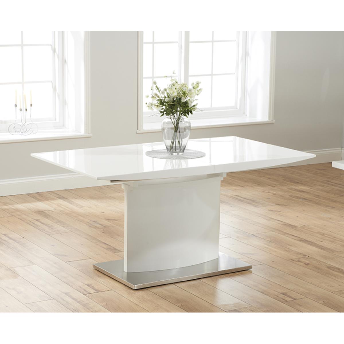 Extending Alessio 160cm White High Gloss Dining Table With 6 Black Hampstead Z Chairs – image 14