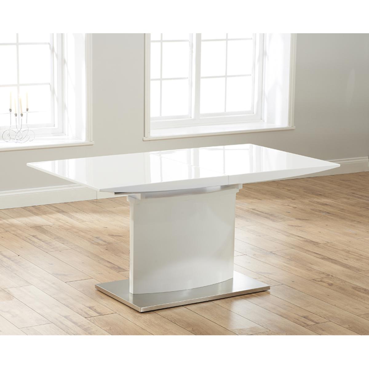 Extending Alessio 160cm White High Gloss Dining Table With 6 Black Hampstead Z Chairs – image 15