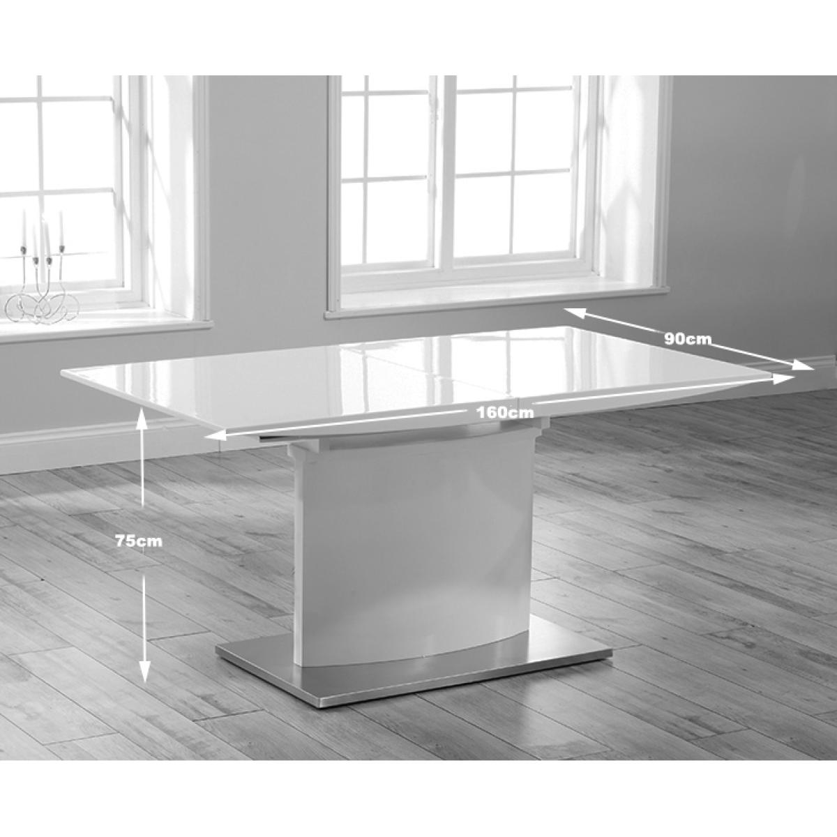 Extending Alessio 160cm White High Gloss Dining Table With 6 Black Hampstead Z Chairs – image 16
