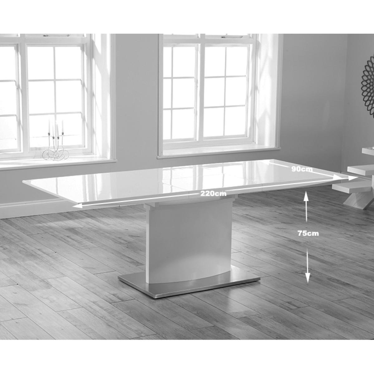 Extending Alessio 160cm White High Gloss Dining Table With 6 Black Hampstead Z Chairs – image 17