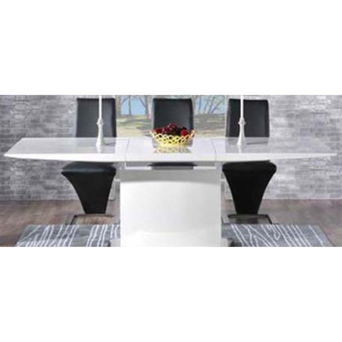 Extending Alessio 160cm White High Gloss Dining Table With 6 Black Hampstead Z Chairs – image 18