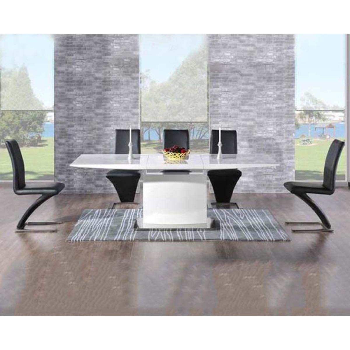 Extending Alessio 160cm White High Gloss Dining Table With 6 Black Hampstead Z Chairs – image 3