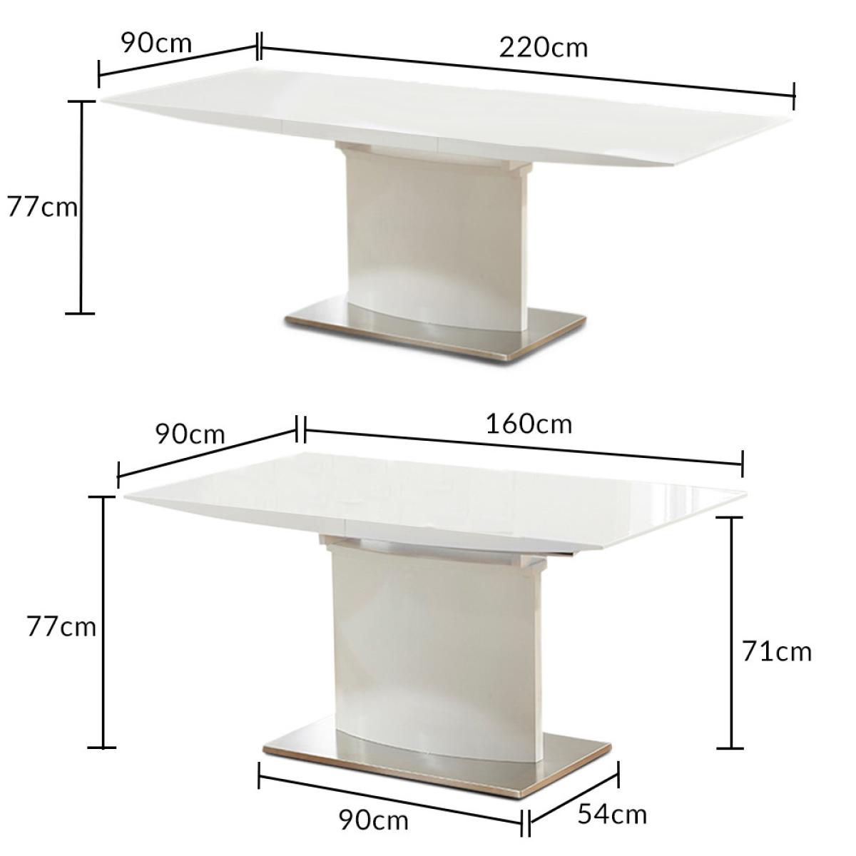 Extending Alessio 160cm White High Gloss Dining Table With 6 Black Hampstead Z Chairs – image 21