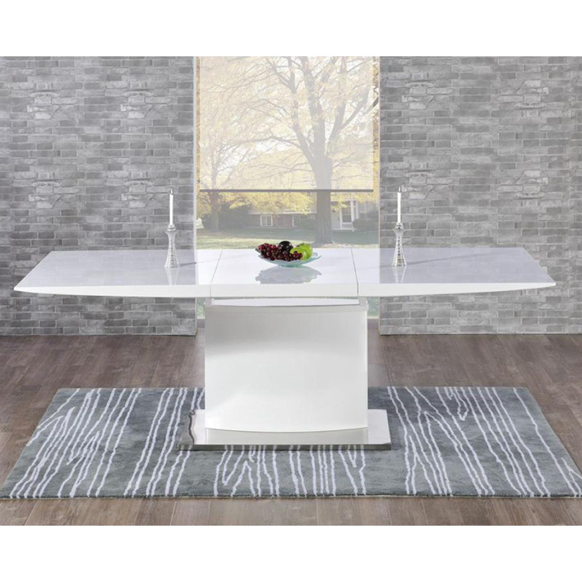 Extending Alessio 160cm White High Gloss Dining Table With 6 Black Hampstead Z Chairs – image 4