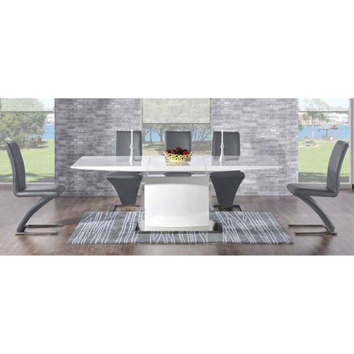 Extending Alessio 160cm White High Gloss Dining Table With 6 Black Hampstead Z Chairs – image 9