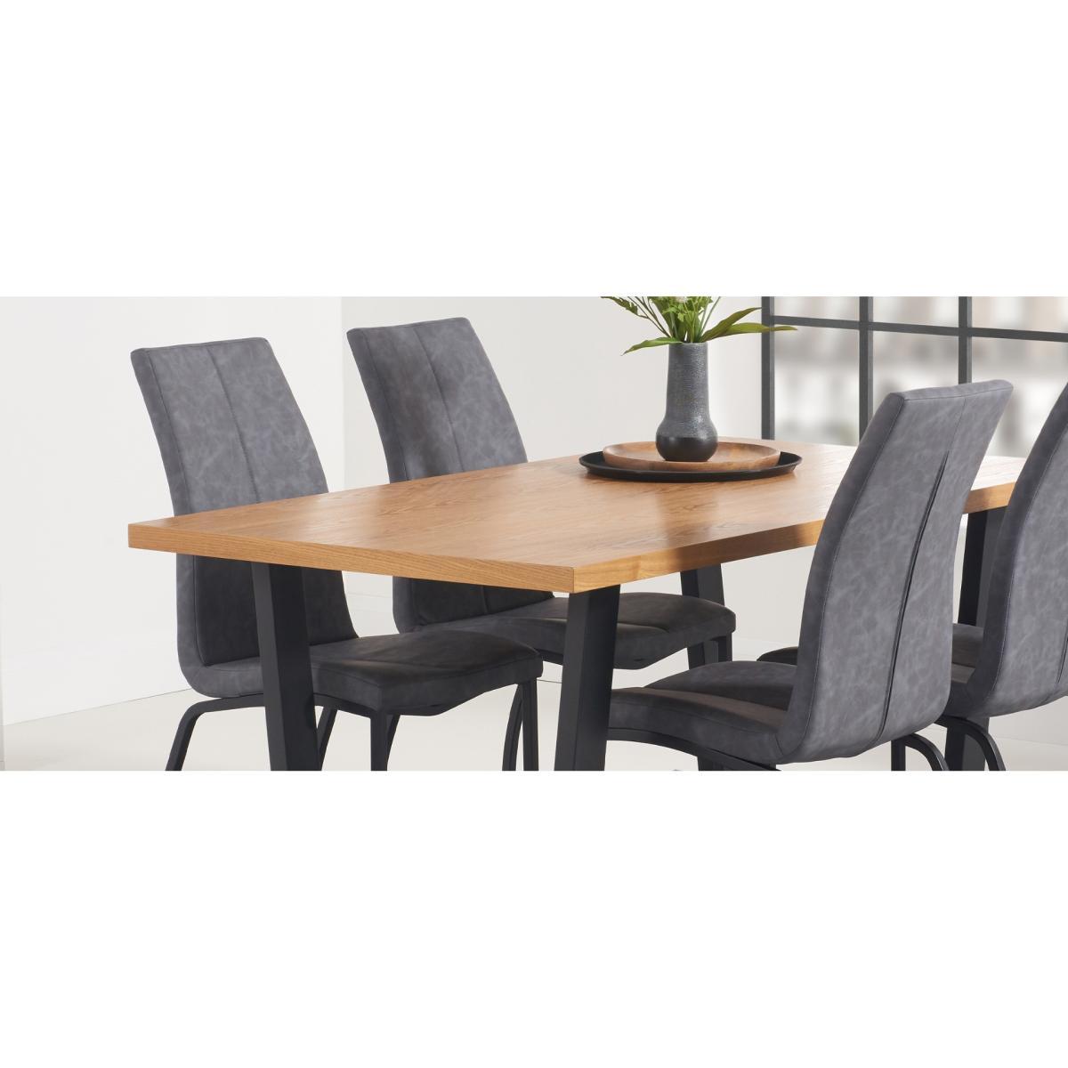 Orangon 160cm Industrial Dining Table and Antique Noir Chairs - Grey, 4 Chairs – image 6