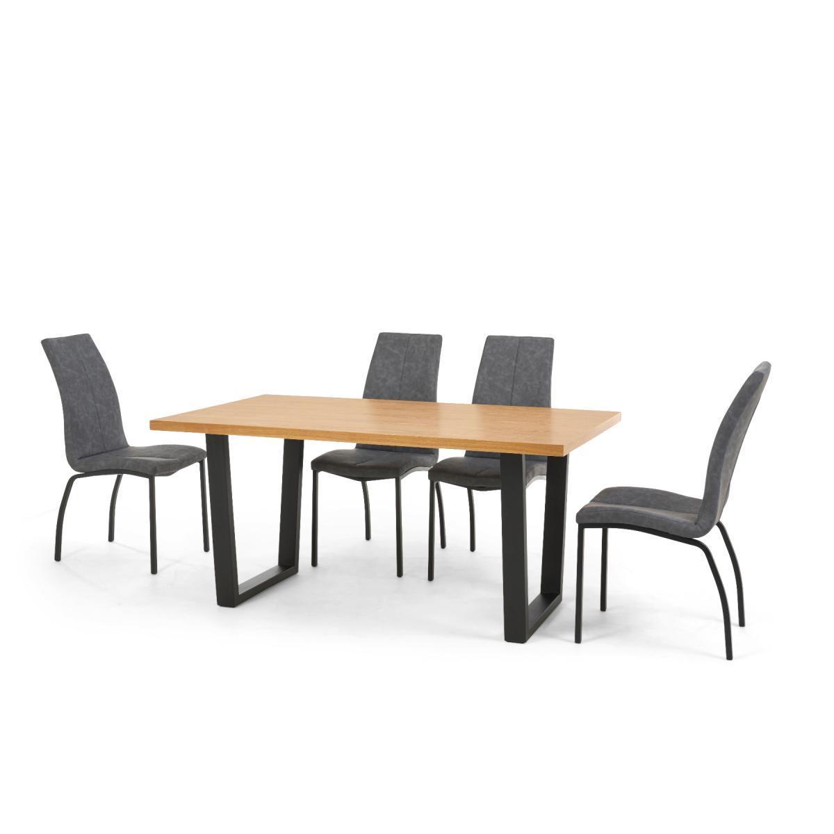 Orangon 160cm Industrial Dining Table and Antique Noir Chairs - Grey, 4 Chairs – image 8