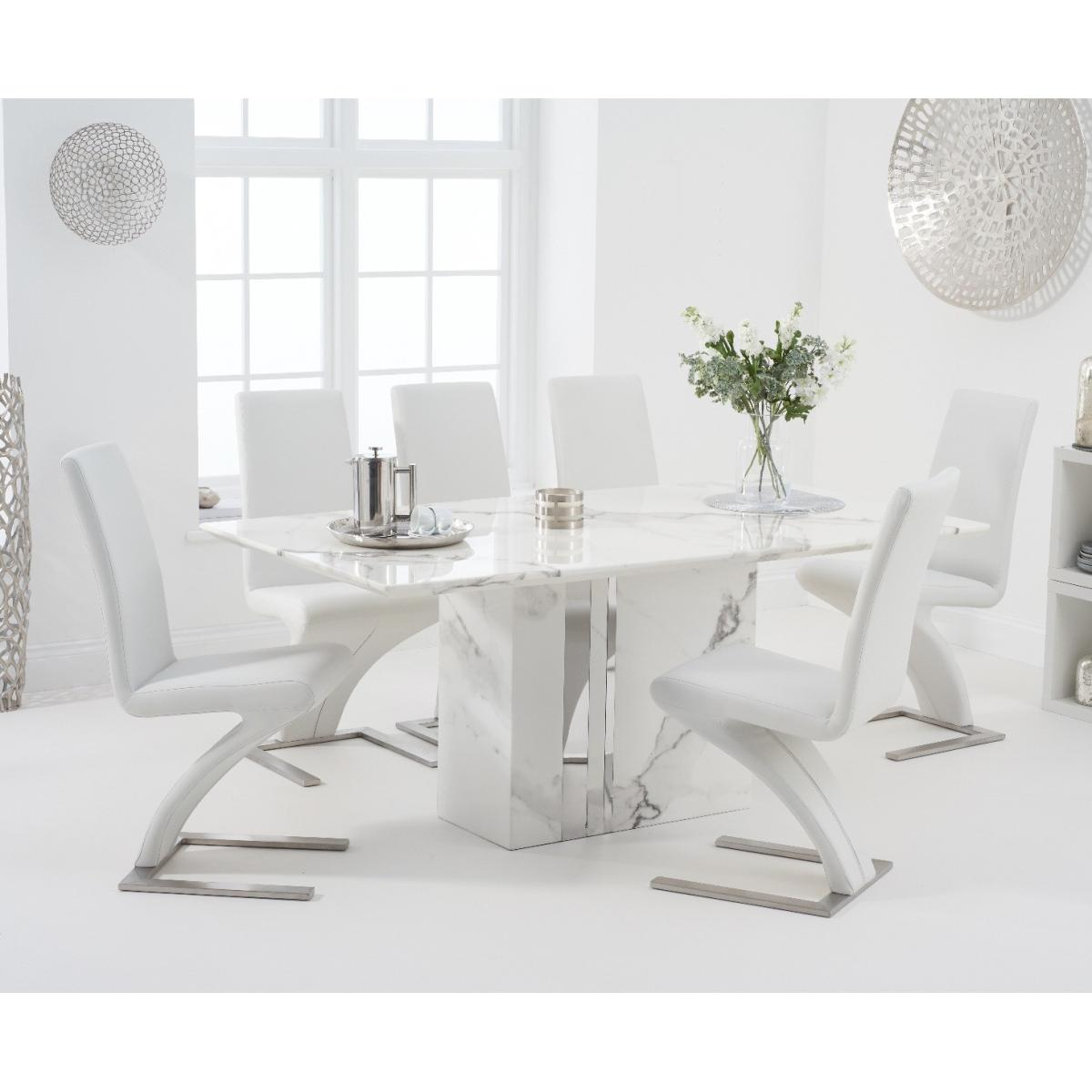 Alicia 180cm White Marble Dining Table With 8 Grey Hampstead Z Dining Chairs – image 2