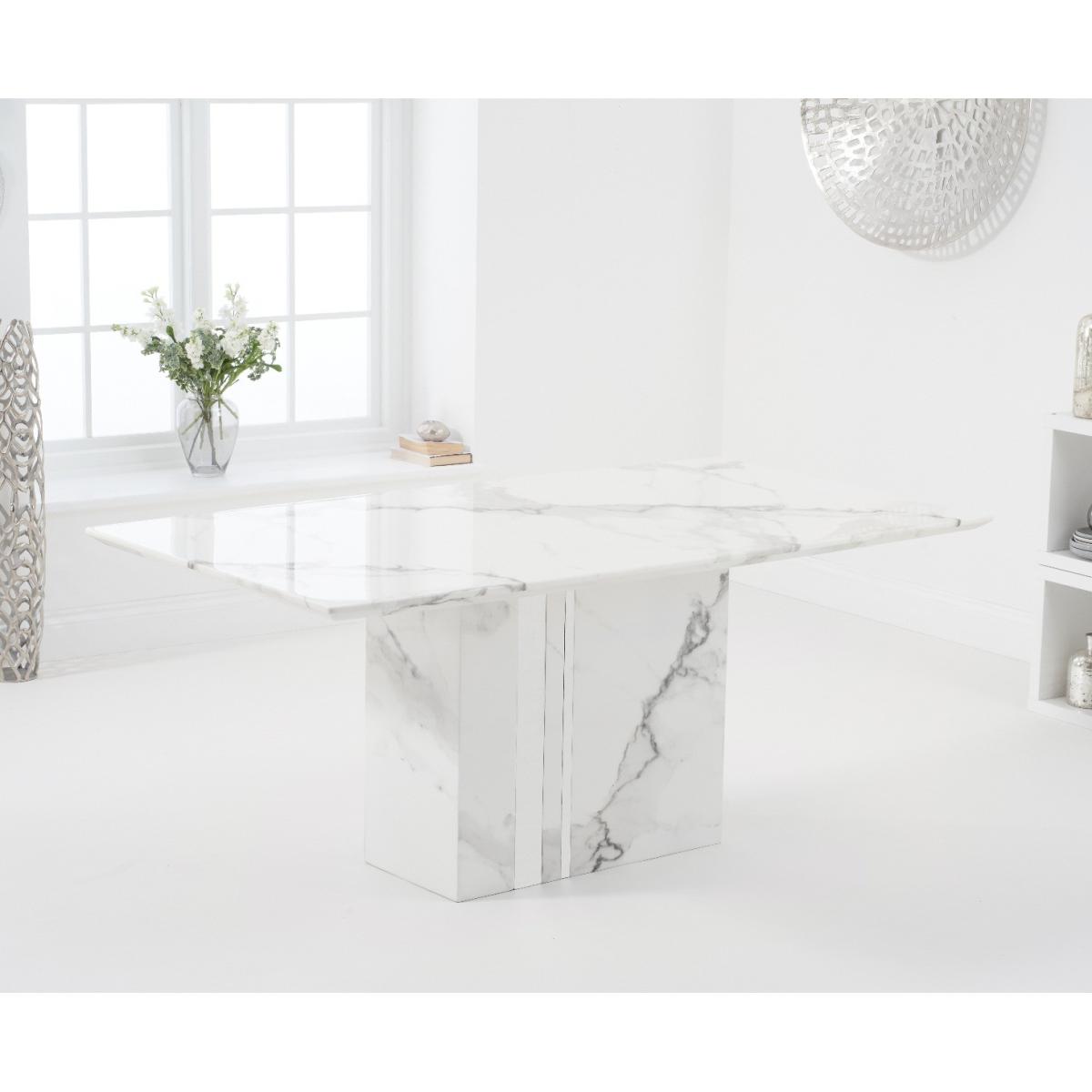Alicia 180cm White Marble Dining Table With 8 Grey Hampstead Z Dining Chairs – image 14
