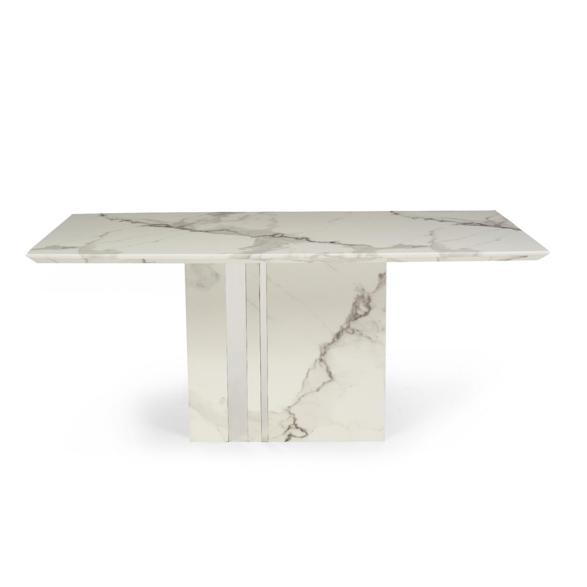 Alicia 180cm White Marble Dining Table With 8 Grey Hampstead Z Dining Chairs – image 15