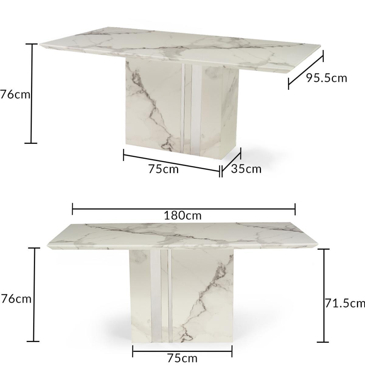 Alicia 180cm White Marble Dining Table With 8 Grey Hampstead Z Dining Chairs – image 20