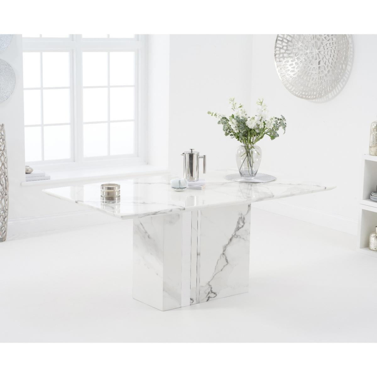 Alicia 180cm White Marble Dining Table With 8 Grey Hampstead Z Dining Chairs – image 3