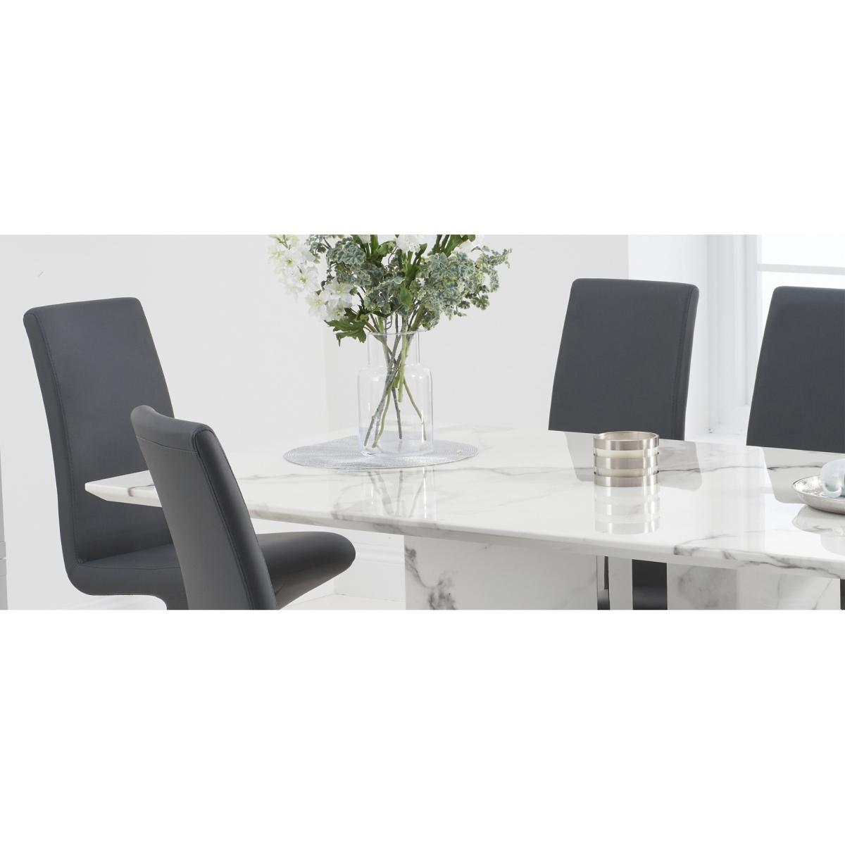 Alicia 180cm White Marble Dining Table With 8 Grey Hampstead Z Dining Chairs – image 10