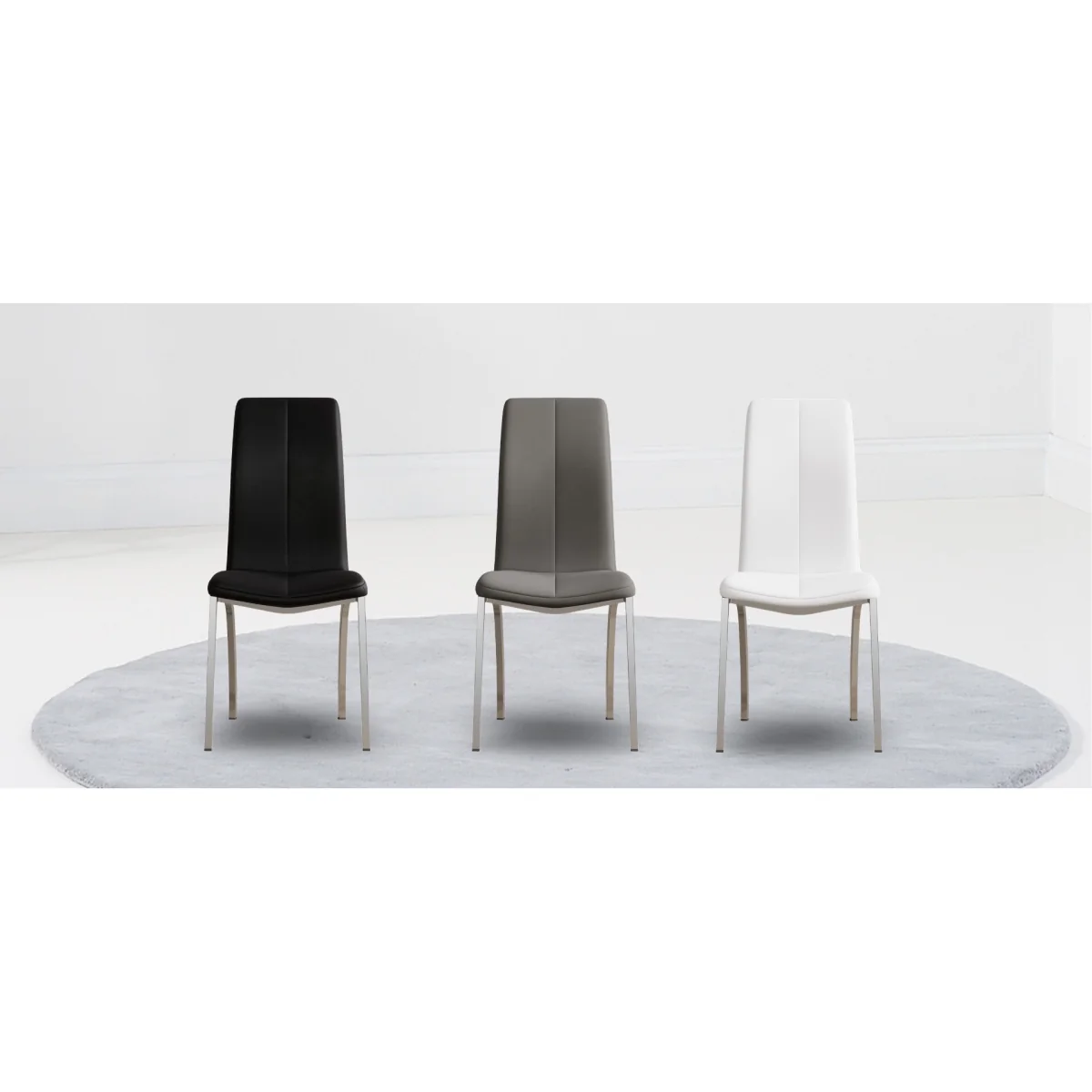 Bernini 110cm Glass Dining Table with 4 Black Marco Chairs – image 8