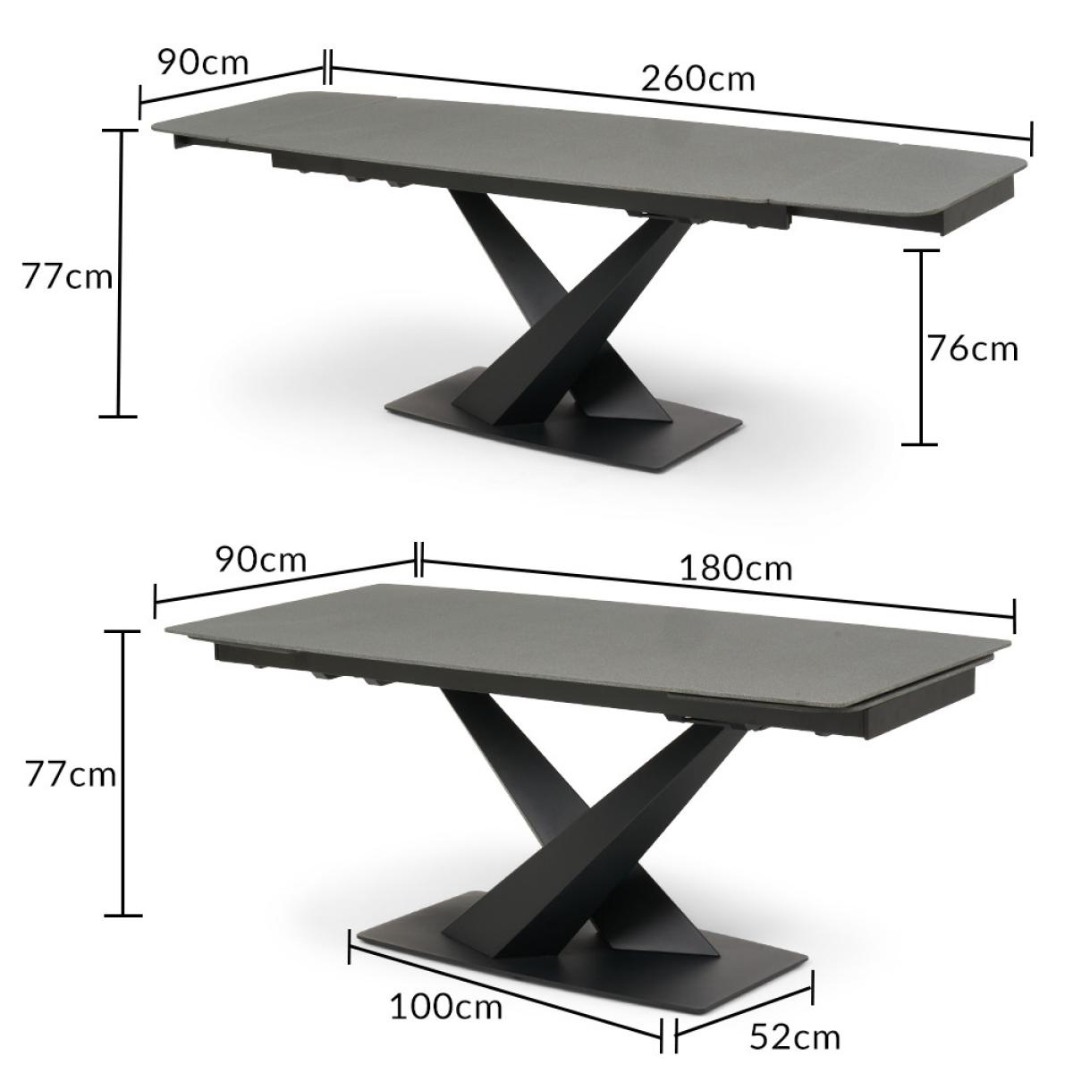 Extending Jacob 180cm Grey Stone Dining Table with 10 Brown Hendrick Chairs – image 18