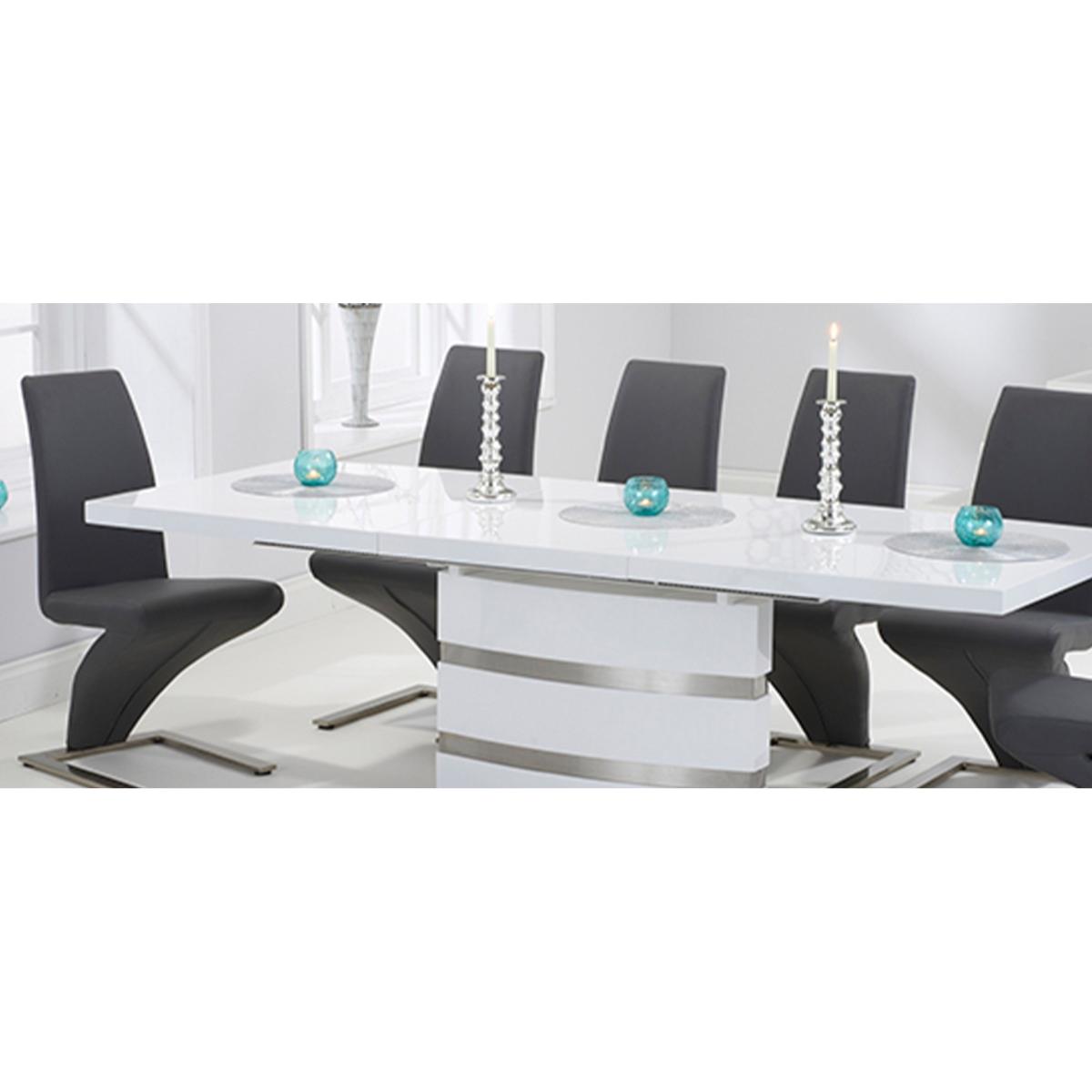 Babington 160cm White High Gloss Extending Dining Table With 10 Ivory White Hampstead Z Chairs – image 15