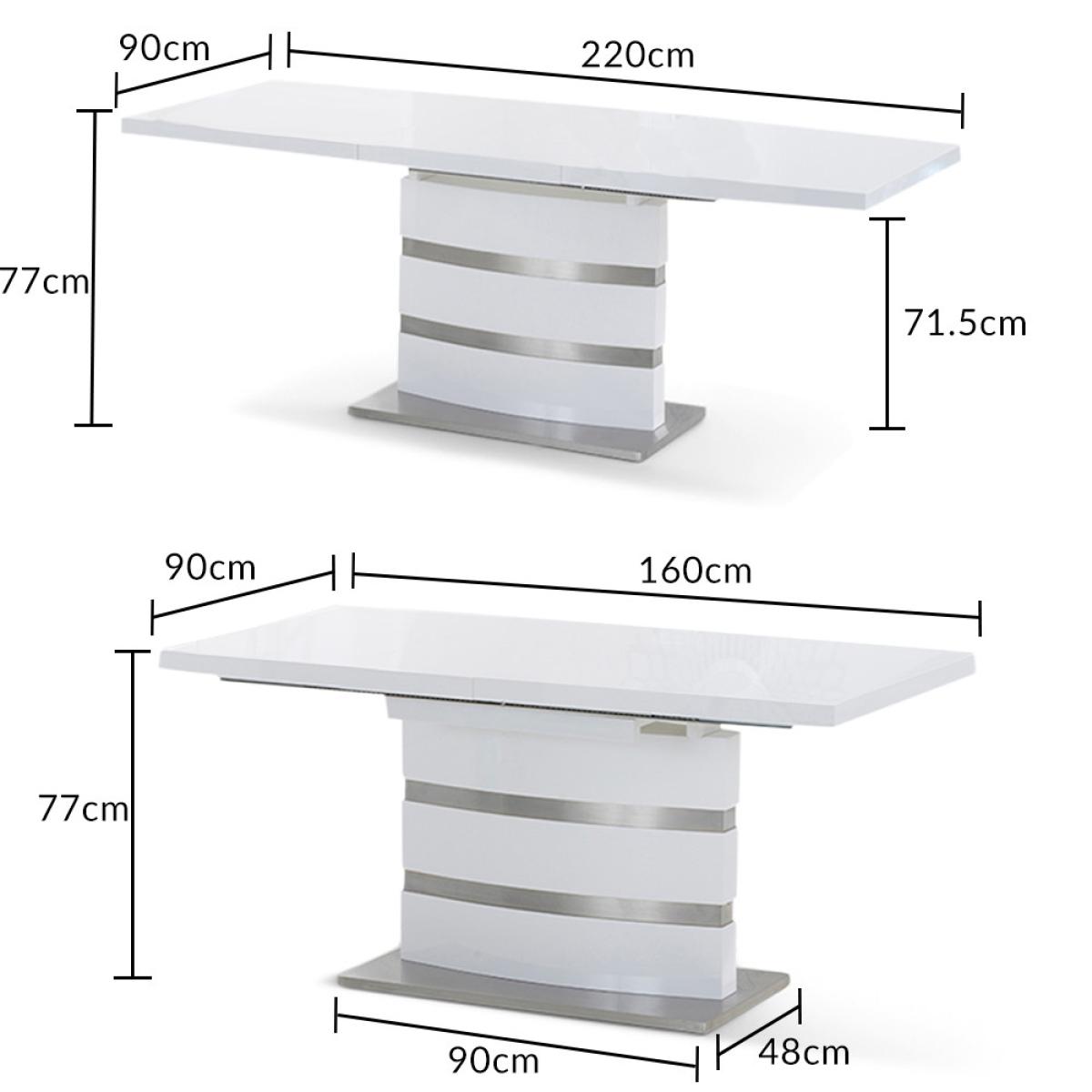Babington 160cm White High Gloss Extending Dining Table With 10 Ivory White Hampstead Z Chairs – image 26