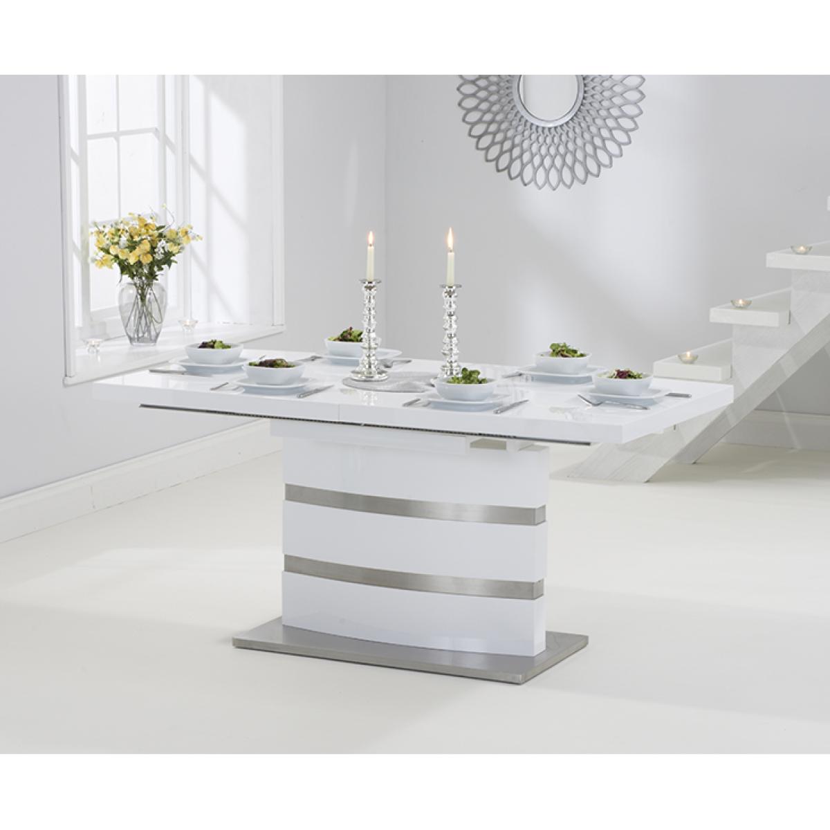 Babington 160cm White High Gloss Extending Dining Table With 10 Ivory White Hampstead Z Chairs – image 6