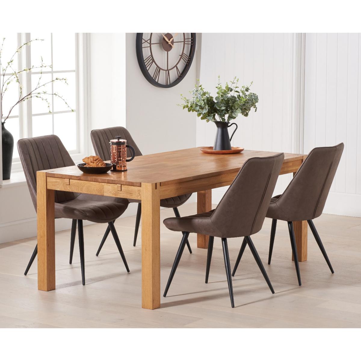 Thetford 120cm Oak Table With 4 Mink Brody Chairs With 4 Mink – image 2