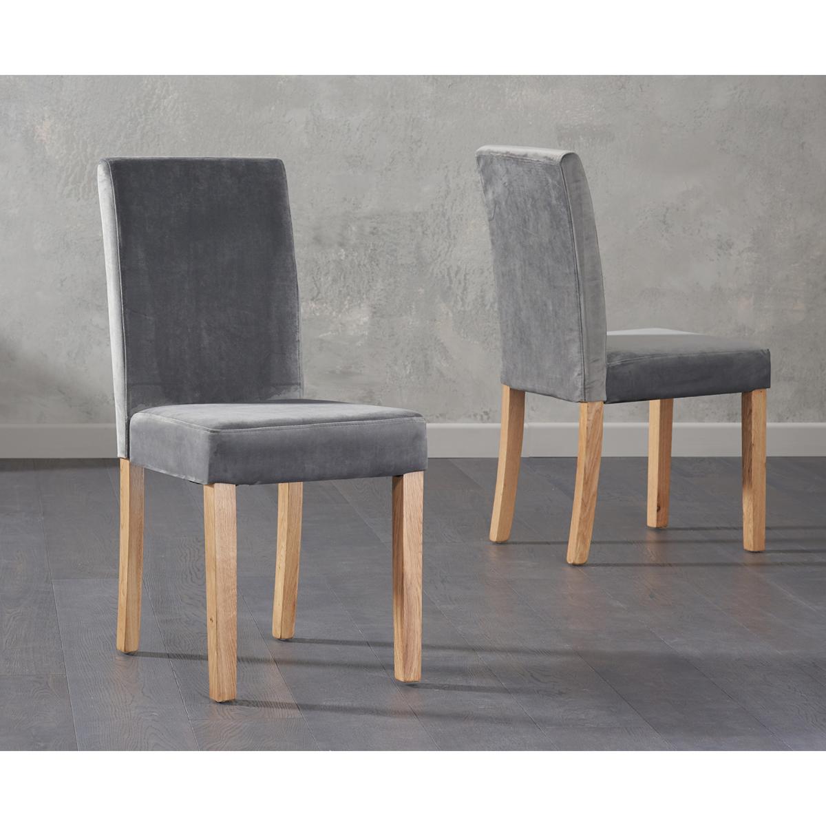 York 80cm Solid Oak Dining Table With 4 Grey Lila Velvet Chairs – image 6