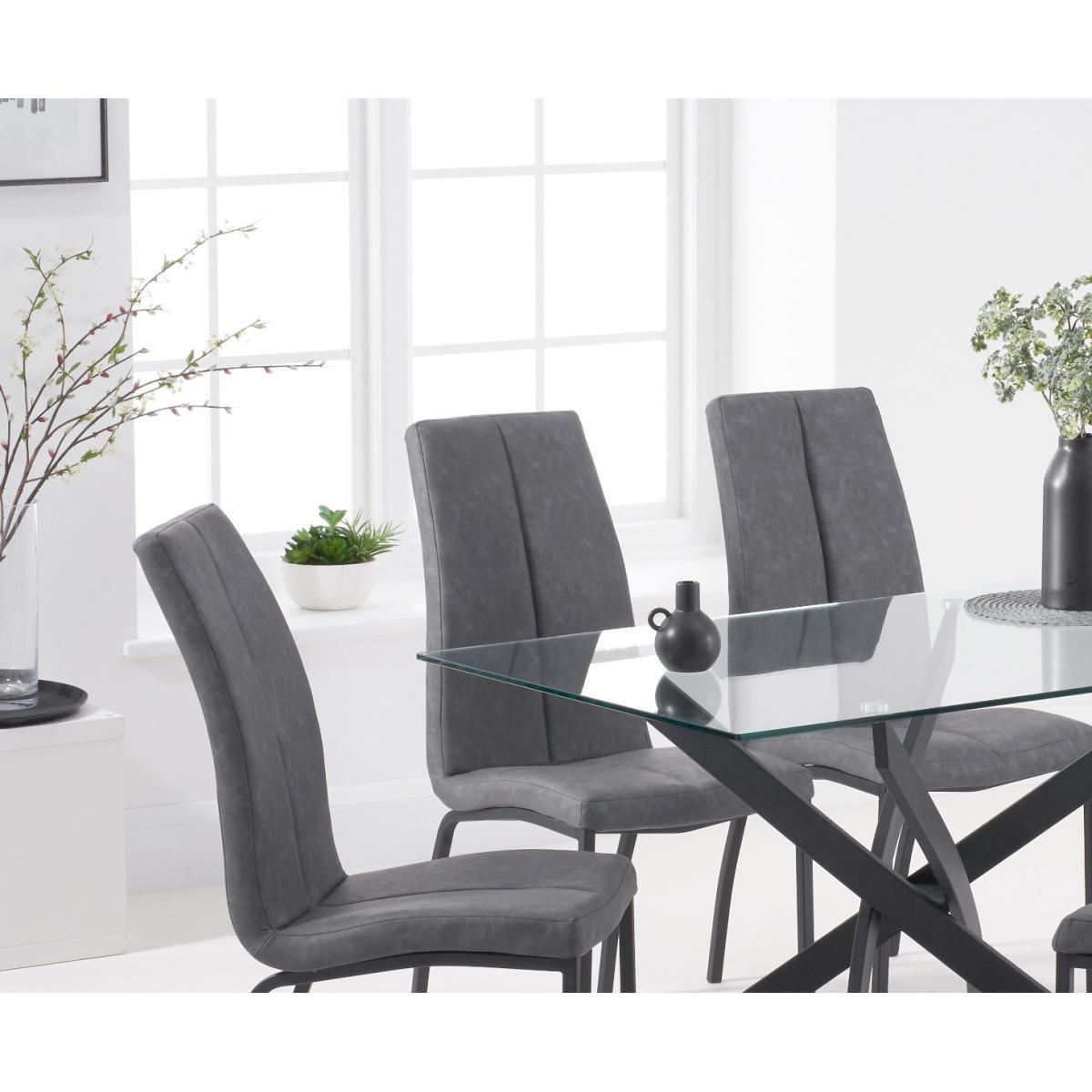 Mara 120cm Rectangular Glass Dining Table with Antique Noir Chairs - Grey, 4 Chairs – image 2