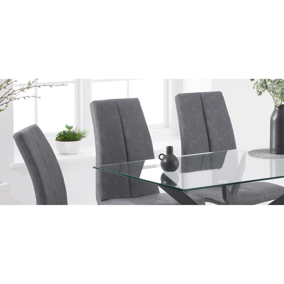 Mara 120cm Rectangular Glass Dining Table with Antique Noir Chairs - Grey, 4 Chairs – image 11