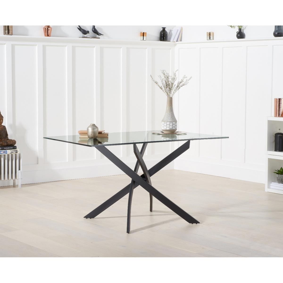 Mara 120cm Rectangular Glass Dining Table with Antique Noir Chairs - Grey, 4 Chairs – image 3