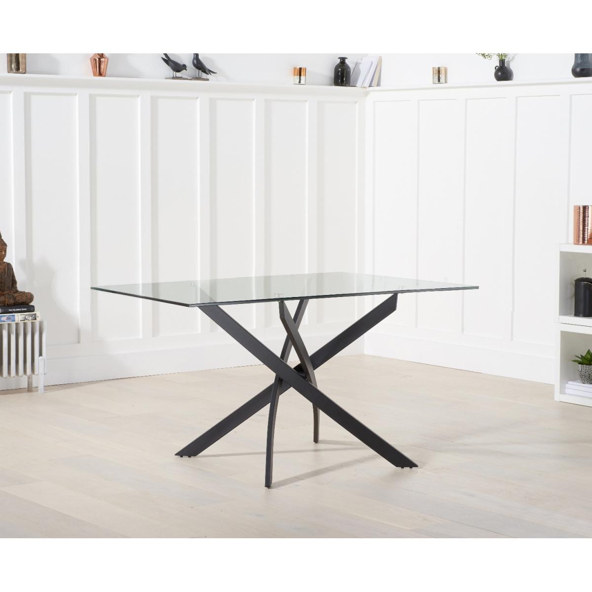 Mara 120cm Rectangular Glass Dining Table with Antique Noir Chairs - Grey, 4 Chairs – image 4