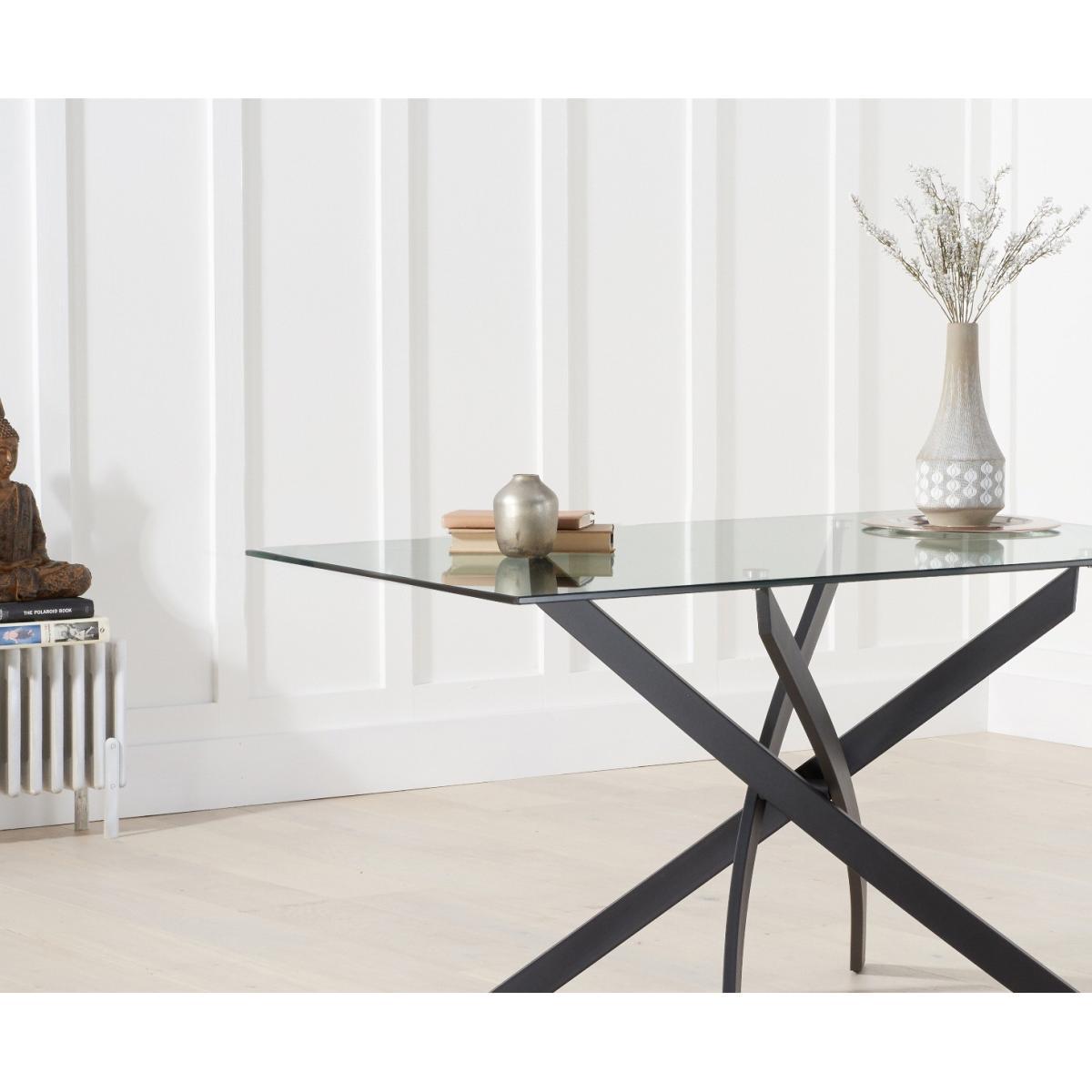 Mara 120cm Rectangular Glass Dining Table with Antique Noir Chairs - Grey, 4 Chairs – image 5